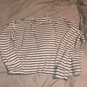 Striped black and white cropped hoodie.